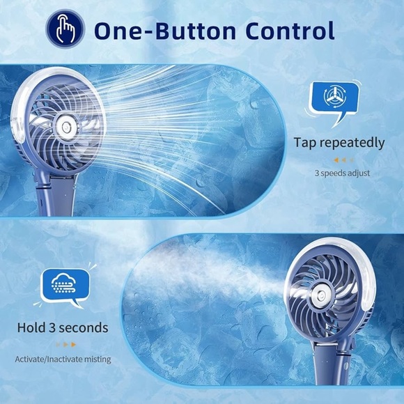 Tailgating Hand Fan Facial Mist + LED Light Exercise Travel Battery Op NEW! - Picture 13 of 16